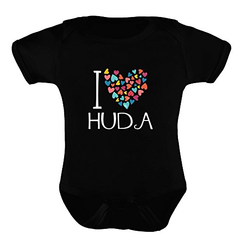 Idakoos - I love Huda colorful hearts - Female Names - Baby Bodysuit