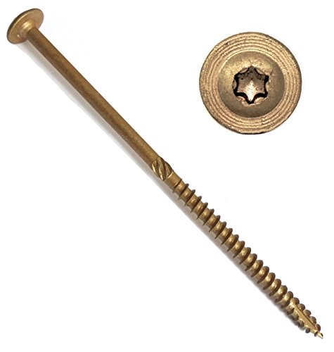 #17 x 6" CTX CONSTRUCTION LAG SCREWS: (100 screws) ~ 3/8" thread diameter ~ T40 Torx Head Star Drive ~ Heavy Duty Structural Wood Screws. Self-starting, Self-drilling, washer head, modified truss head