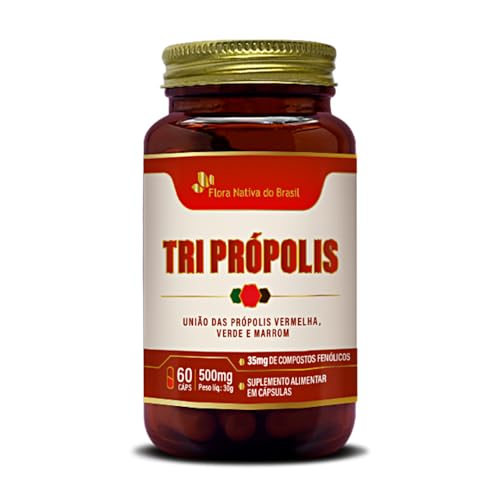 Tri Própolis 500mg 60 Capsulas - União das Própolis Vermelha, Verde e Marrom - Flora Nativa
