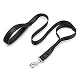 2 Handle Nylon Dog Leash by Luckyandco, 4 Feet Long Padded Handle Nylon Lead for Medium and Large Dogs Daily Walking & Training, Black