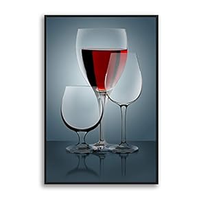 Framed Canvas Wall Art Wine Glass Canvas Prints Home Artwork Decoration for Living Room,Bedroom - 16x24 inches