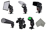fitTek Godox 6 in 1 Flash Speedlite Accessories Kit, included: Softbox + Reflector + Honey comb + Color Filters + Snoot + E Type Speedlite Holder for Digital SLR Cameras