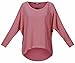 UGET Women's Oversized Baggy Tops Off Shoulder Loose Fitting Pullover Casual Blouse T-Shirt Sweater Long Batwing Sleeve Medium Purple Red