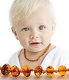 Baltic Amber Teething Necklace for Baby - Hazelaid Natural Baltic Necklace for Boys & Girls - Amber Teething Bracelet & Anklet with Beads - Anti Inflammatory - Pain Reduce Properties - Not Varnished