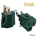 Katzco 3-Prong to 2-Prong Grounding Adapter Plug - 2 Piece for Wall Outlets - Converters for Outlets, Electrical, Household, Workshops, Industrial, Machinery, Appliances - UL Listed, Gray, Polarized