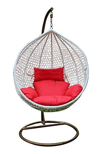 Virasat Furniture & Furnishing Outdoor/Indoor/Balcony/Garden/Patio/Hanging Swing Chair With Cushion & Hook/Color-White