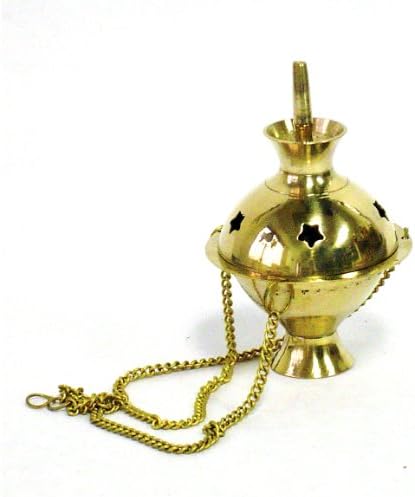 Incense Burner - Small Hanging - Brass - 3 Chain - 4 Tall