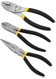 Stanley 84-114 3 Piece Basic 6-Inch Slip Joint, 6-Inch Long Nose, and 6-Inch Diagonal Plier Set