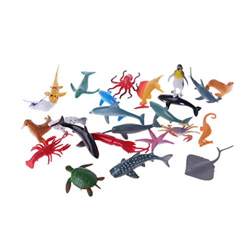 Shoresu Model for Kids, 24Pieces Ocean Animals Figure Dolphin Turtle Whale Model Toys Sea Creatures - Thumbnail 6