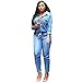 Elevin(TM) Women Cowboy Denim Casual Deep V-Neck Bandage Elastic Waist Jumpsuits (XL)