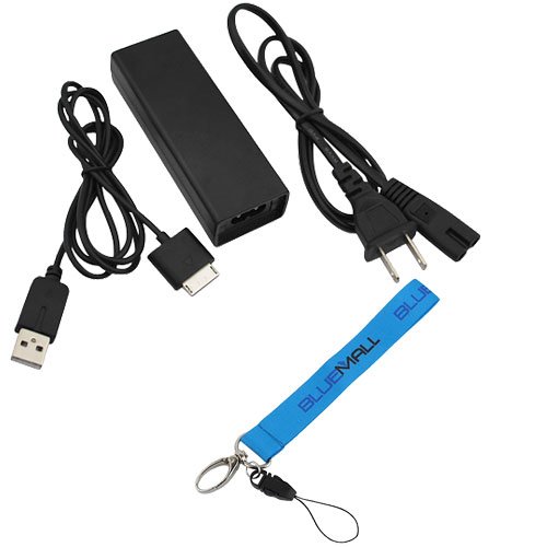 GTMax Black Home Travel Wall AC Power Adapter for Sony PSP Go (Wrist Strap Lanyard Included)