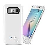 Galaxy S6 Edge Battery Case: Stalion® Stamina Rechargeable Extended Charging Case (Ceramic White) 3500mAh Protective Charger Cover with LED Charge Indicator Light
