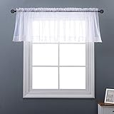 NICETOWN White W60 x L20, Short Voile Sheer Valance Rod Pocket Panels for Kitchen, Cafe, Flat & Other Small Windows, 1 Panel