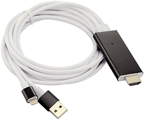 iPhone to HDMI Lightning Digital AV Adapter HDTV Cable, 1080P HDMI Video Cable for iPad, iPhone, iPod, Plug and Play (Black)