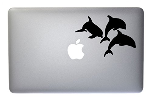Awesome Dolphin Family Vinyl Decal for Macbook, Laptop or other device 5 Inch (black)