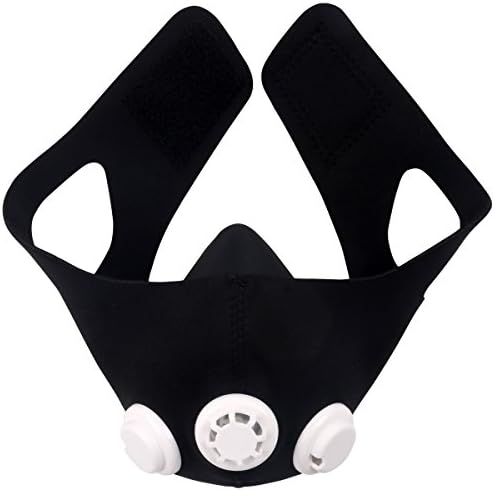 Hypoxic Mask - Workout Mask, Running Mask -Regulates Oxygen Intake - Resistance Exercise - Breathing Mask -Train Your Breathing Patterns (Black, Large)