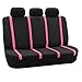 FH Group Full Set Car Seat Covers Unique Flat Cloth, Front Set and Solid Bench Cover with Gift, Easy to Install- Universal Fit for Cars Trucks and SUVs (Pink)