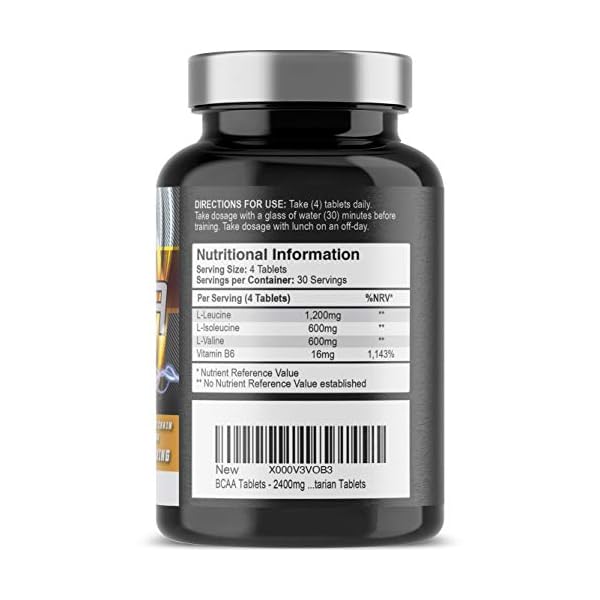 Iron-Labs-Nutrition-BCAA-2400mg-BCAAs-per-Serving-x-30-Servings-120-Tablets BCAA Tablet - BCAAs (120 Tablets) - 2400mg BCAAs per Serving - BCAA Amino Acids with Vitamin D for Normal Muscle…