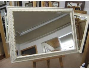 STUNNING 3 1/4" ORNATE CREAM AND GOLD SHABBY CHIC STYLE WALL AND OVERMANTLE MIRRORS - VARIOUS (Bevel MIrror Glass, 22" X 18")