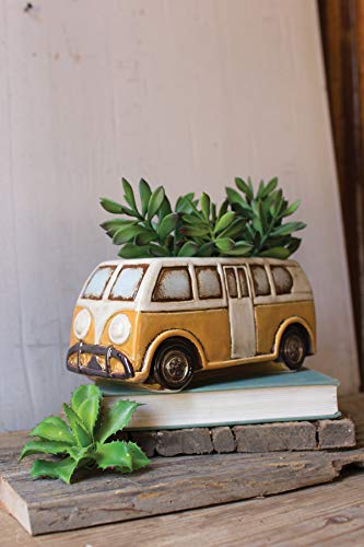 Kalalou Ceramic Yellow Van Planter, One Size, Multicolored