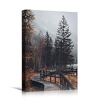 Canvas Wall Art Autumn Dramatic Forest Landscape Living Room Orange Photography Rustic - 12x18 inches