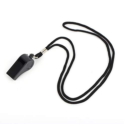 Mooerca 28 Packs Black Lanyard Whistle, Plastic Sports Whistles, Loud Crisp Sound Whistles Bulk Perfect for Coaches, Referees Officials, Emergencies Outdoor Travel Lifeguard Fans Cheer Student - Thumbnail 2