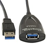 Plugable 5 Meter (16 Foot) USB 3.0 Active Extension Cable with AC Power Adapter and Back-Voltage Protection
