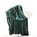 LEEVAN Throw Blanket Computer Office Chair Cover Luxury Flannel Pom Pom Fringe Plush Bed Yellow Throw Lightweight Velvet Blankets for Couch Sofa Suitable for All Seasons Green-51x 63 Inch