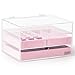 Beautify Stackable Jewelry Organizer Trays Set of 3 Muti-use Jewelry Storage Holder for Earrings, Bracelets, Necklaces & Rings White Leather Display Case 21 Slot for Drawer or Dresser