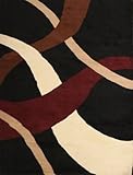 Generations pre8009black_2x4 Brand New Contemporary Modern Wavy Circles Area Rug, 2' x 3', Black