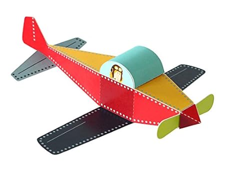 POWERHAUS24 Flugzeug, Bastelvorlage Transportmittel, Papier Spielzeug zum Basteln & Spielen