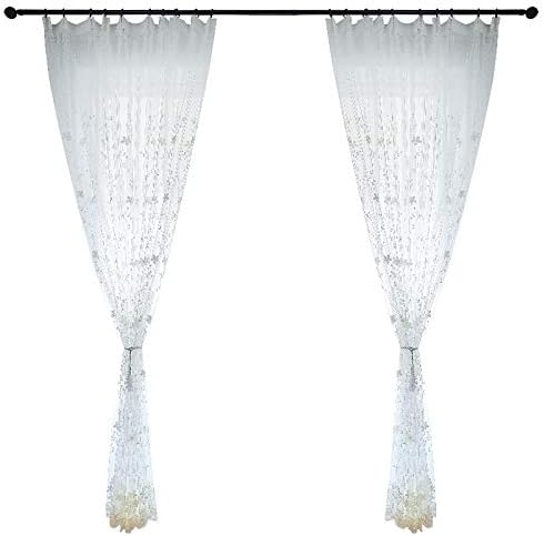 Yqcz White Pink Curtains Chiffon Transparent Net Curtain Window