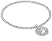 Sterling Silver White Diamond Stretch Bead Moon Cut Out with Charm Bracelet