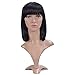Amecire Short Black Bob Wigs with Bangs for Black Women Synthetic Straight Red Bob Hair African American Wigs for Women (1B)