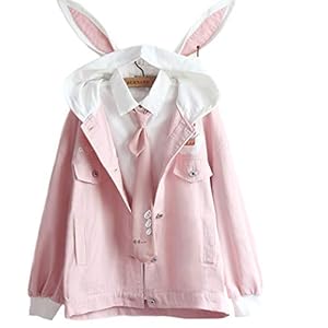 Kawaii Hoodie voor meisjes, schattig konijntje, borduurwerk, trui, sweatshirt met lange mouwen, met zak, casual tops…