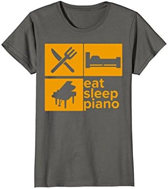 Womens Eat Sleep Piano Repeat Player Musician Pianist Funny T-shirt Small Asphalt