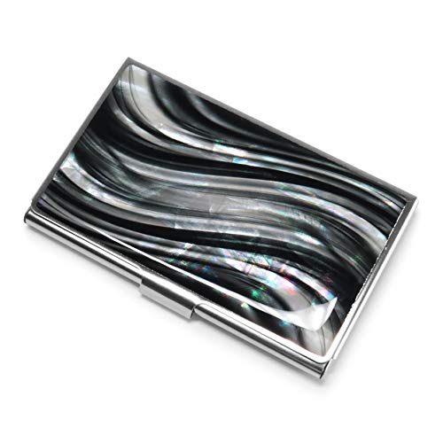 Business-Credit-Card-Holder-Id-Case-Mini-Wallet-Mother-of-Pearl-Wavy-Zebra