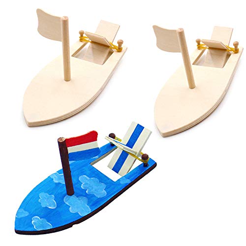 Drawing Wooden Sailboats Home DIY Education Toy Creative Painted White Models Children's Coloring Handmade DIY Boats Toy(3pack)
