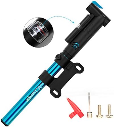 Bike Pump - Mountain Cycle Tyres Pump with Pressure Gauge - Bicycle Frame Track Mini Pump with Schrader Presta Valve Adapter - Portable Compact Racing Cycling Pumping - Road BMX Mountain Bikes Pump