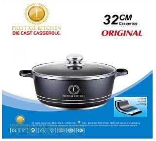 Die-Cast Aluminum Non-Stick Dutch Oven Casserole Pot with Clear Glass Lid (13 Quart)