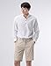 NEARKIN (NKNKN350) Beloved Men Henley Neck Long Sleeve Daily Look Linen Shirts WHITE US S(Tag size S)