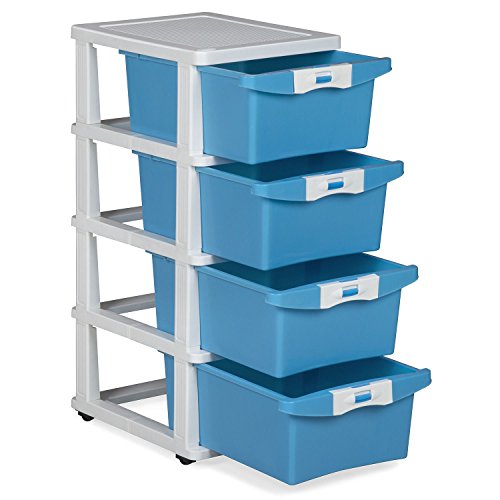 Nilkamal Chests of 4 Drawers CHTR23NT|Drawer organizer Structure with sliding wheels, modern design|Multi-Purpose Storage For Kids, School, Home and Office | Blue & Cream Colour, Plastic, Glossy 5 Nilkamal Chests of 4 Drawers CHTR23NT|Drawer organizer Structure with sliding wheels, modern design|Multi-Purpose Storage For Kids, School, Home and Office | Blue & Cream Colour, Plastic, Glossy - Image 5