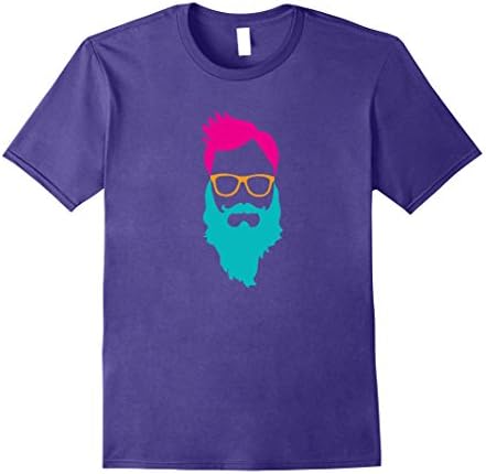 Men's Neon Music Festival Beard T-Shirt Large Purple