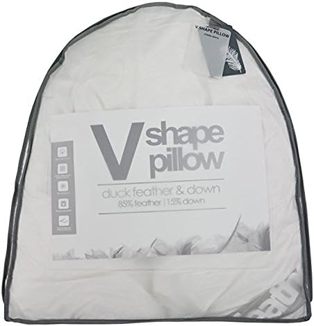 BEDWAY - Duck Feather & Down Orthopaedic V Shaped Pillow with Cover, Anti-Allergy (Dark Green)