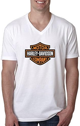 NICKY Men's Harley Davidson Logo Short Sleeve V-Neck Tshirts Color WhiteSize S