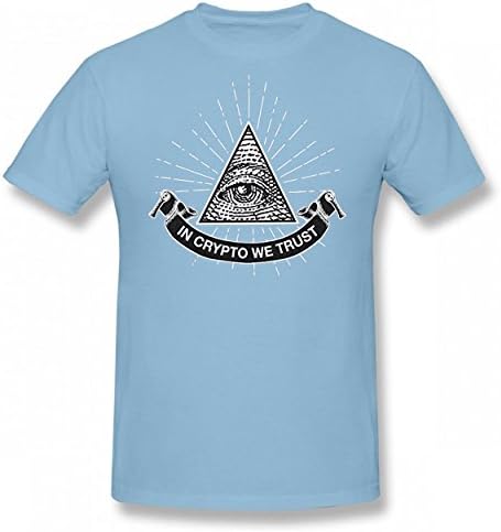 ZMOPOO In Crypto We Trust Cool Tshirt fad Print T-Shirts Valentine Day Men's Tee Sky Blue