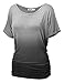 WT990 Womens Round Neck Short Sleeve Dip-Dye Dolman Top XXL Black
