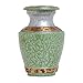Funeral Urn by Liliane- Keepsake Cremation Urn for Human Ashes - Hand Made in Brass, Hand Enameled and Hand Engraved - Fits a Small Amount of Cremated Remains- Display Keepsake Burial Urn- Azure Green