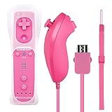 2 in 1 WII Remote Nunchuck Controller,Prous XW13 WII motion plus Remote For Nintendo Wii-Pink