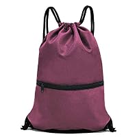 HOLYLUCK Men & Women Outdoor Sport Gym Sack Drawstring Backpack Bag - Burgundy